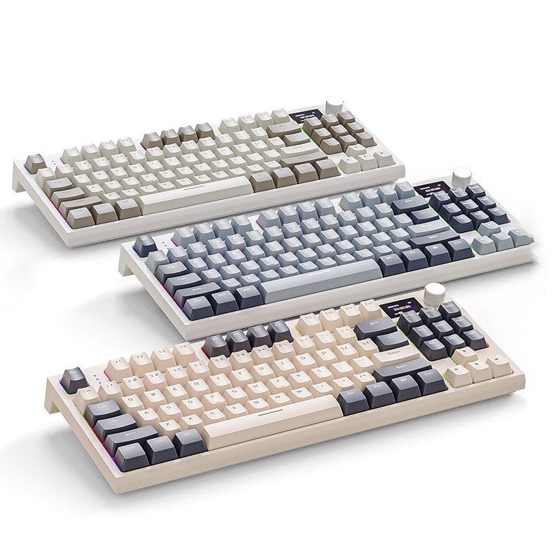 Custom English Russian Korean Spanish Portuguese Attack Shark K86 Wired BT Wireless 2.4G RGB Mechanical Keyboard with Screen
