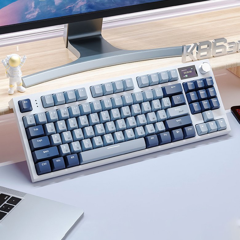 Custom English Russian Korean Spanish Portuguese Attack Shark K86 Wired BT Wireless 2.4G RGB Mechanical Keyboard with Screen