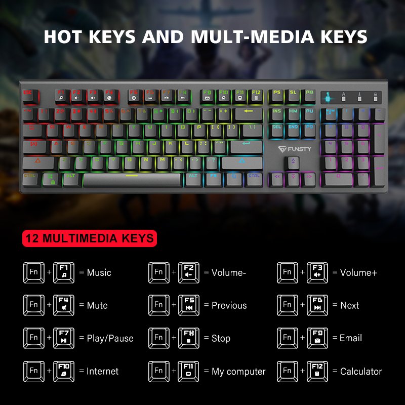 Teclado Gamers Keyboard Pc Gamin Ajustable Custom Luces RGB Mechanical Blue Switch Gamer