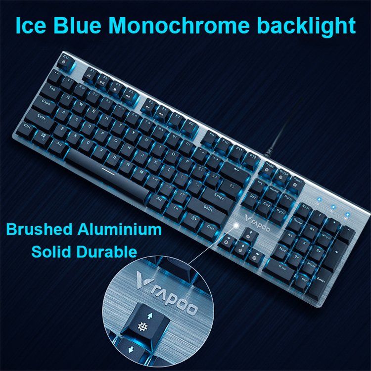 Rapoo V530 Custom Optical Switch Wired Rgb 104Key Feel Cyan Keycaps Waterproof Keyboard Gaming Mechanical Pcb