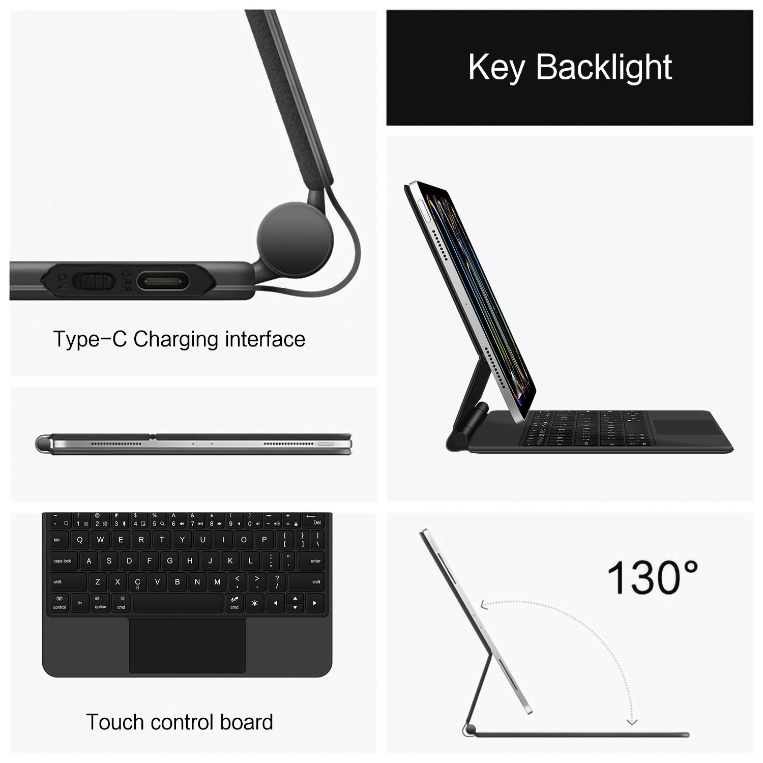 360 Rotating Keyboard Case for iPad 10.2/10.5/ air 11/ pro 12.9/13 inch 2022 2024 Tablet Custom Case Keyboard with Touchpad