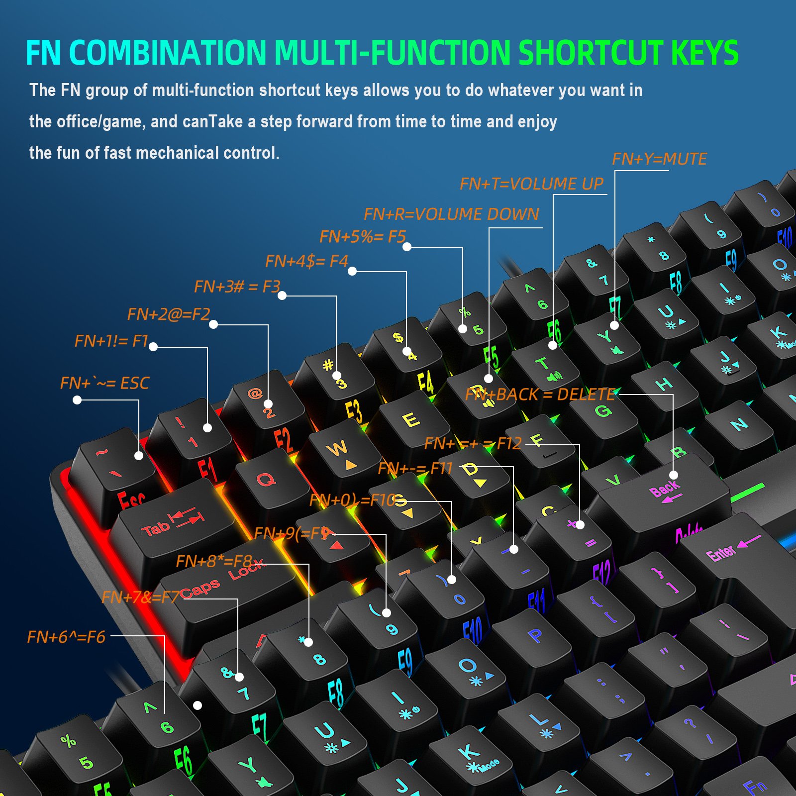 Multiple Color Combinations 61 Keys USB Wired RGB 60% Computer Gaming Small Black Keyboards