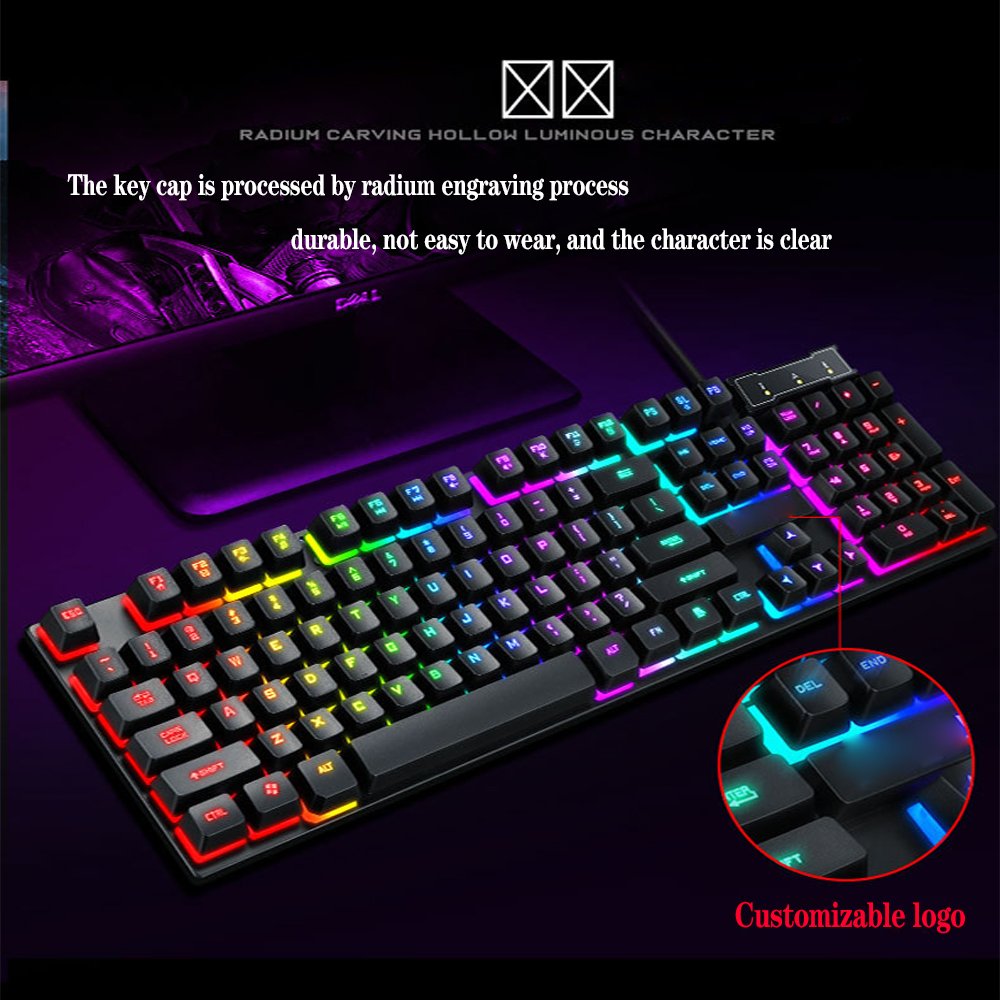 Low MOQ Free Gaming Keyboard and Mouse Gaming Pc LED Usb Customized Logo Standard Computer Accessories Stock Wired Ultra Thin