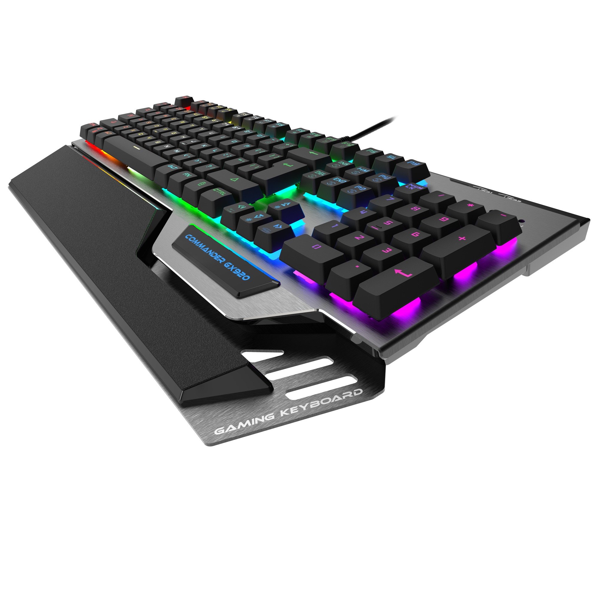 GX920 Wired RGB waterproof multimedia mechanical gaming keyboard 2 USB Bub 104Keys stock for gamer