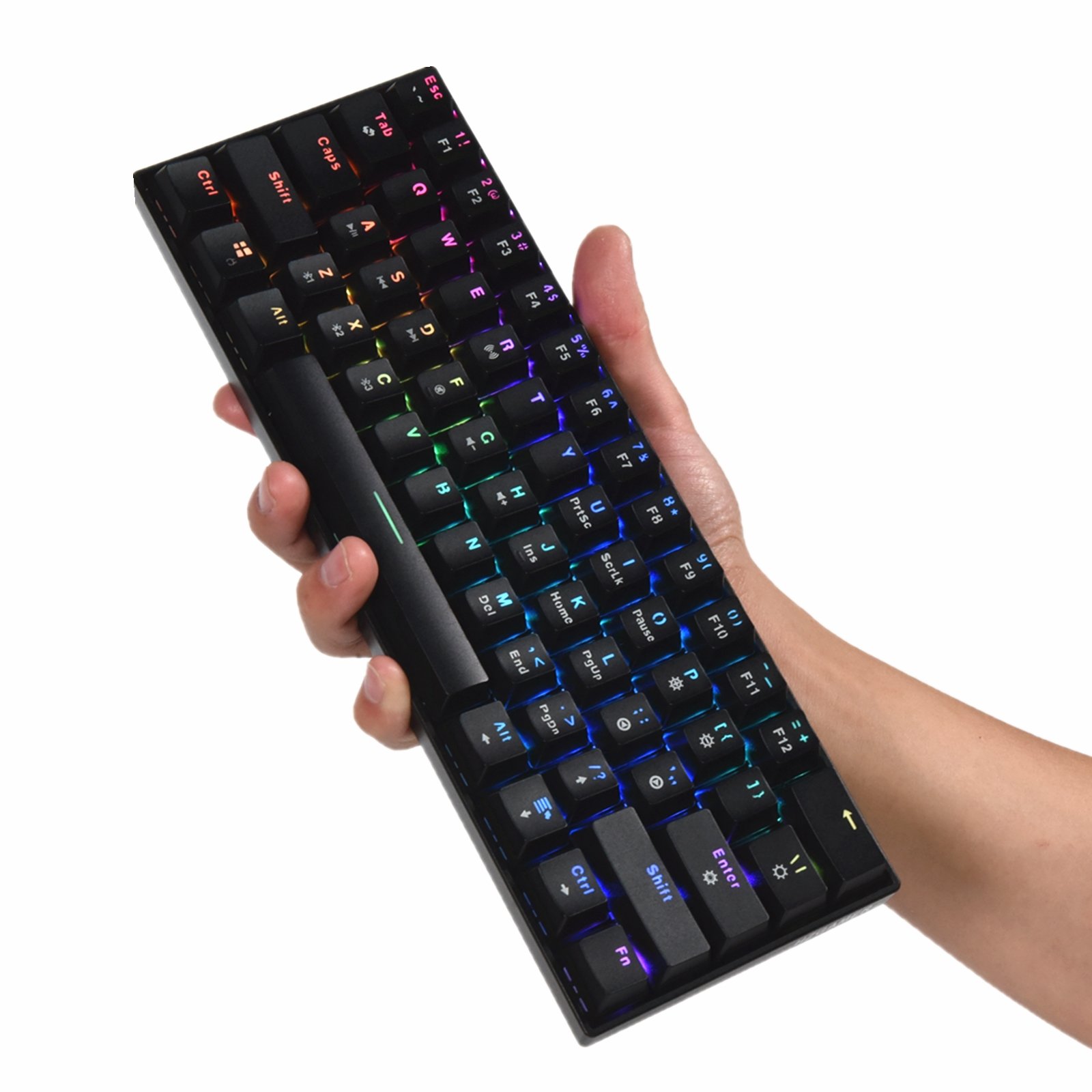 HZGAMER 61Keys BT Gaming Mechanical Keyboard Wireless RGB LED Portable Gaming Keyboard