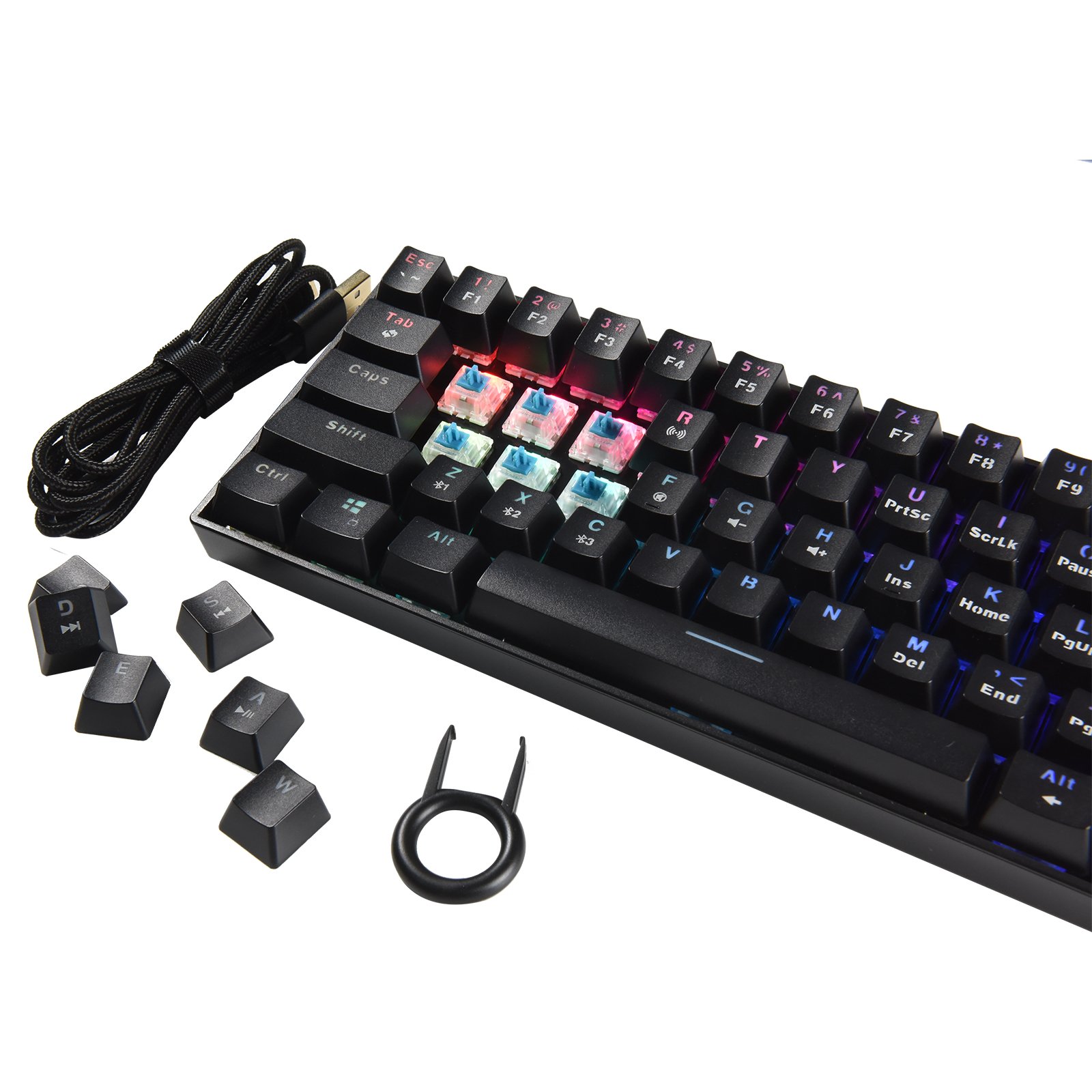 HZGAMER 61Keys BT Gaming Mechanical Keyboard Wireless RGB LED Portable Gaming Keyboard