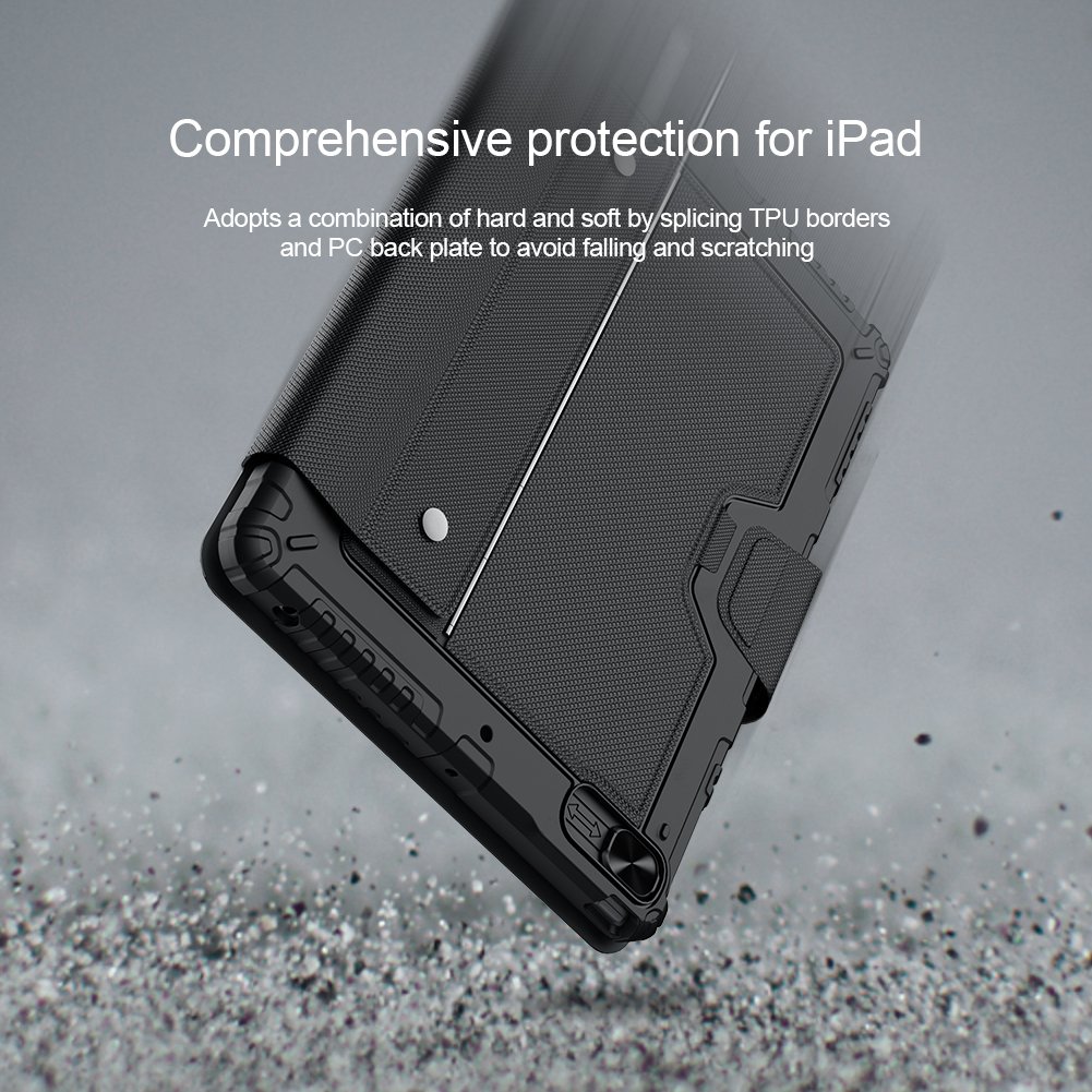 Hot Sales NILLKIN Brand Flip Leather Cover Keyboard PU Tablet Case For iPad 10.2 2019/2020/2021 With Slide Camera Lens Protector
