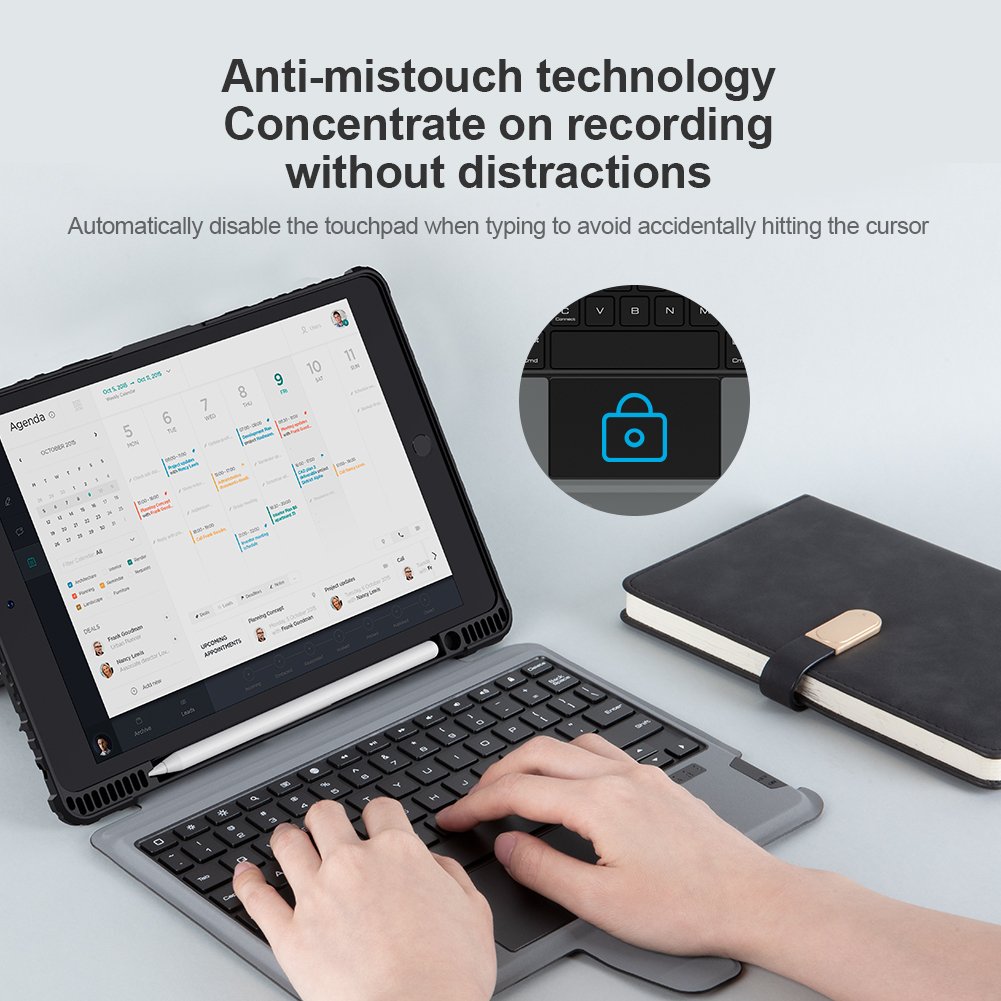 Hot Sales NILLKIN Brand Flip Leather Cover Keyboard PU Tablet Case For iPad 10.2 2019/2020/2021 With Slide Camera Lens Protector