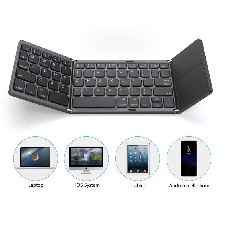 Tri-folding Ultrathin rechargeable and portable keyboard bluetooth connection for cell phone and tablet