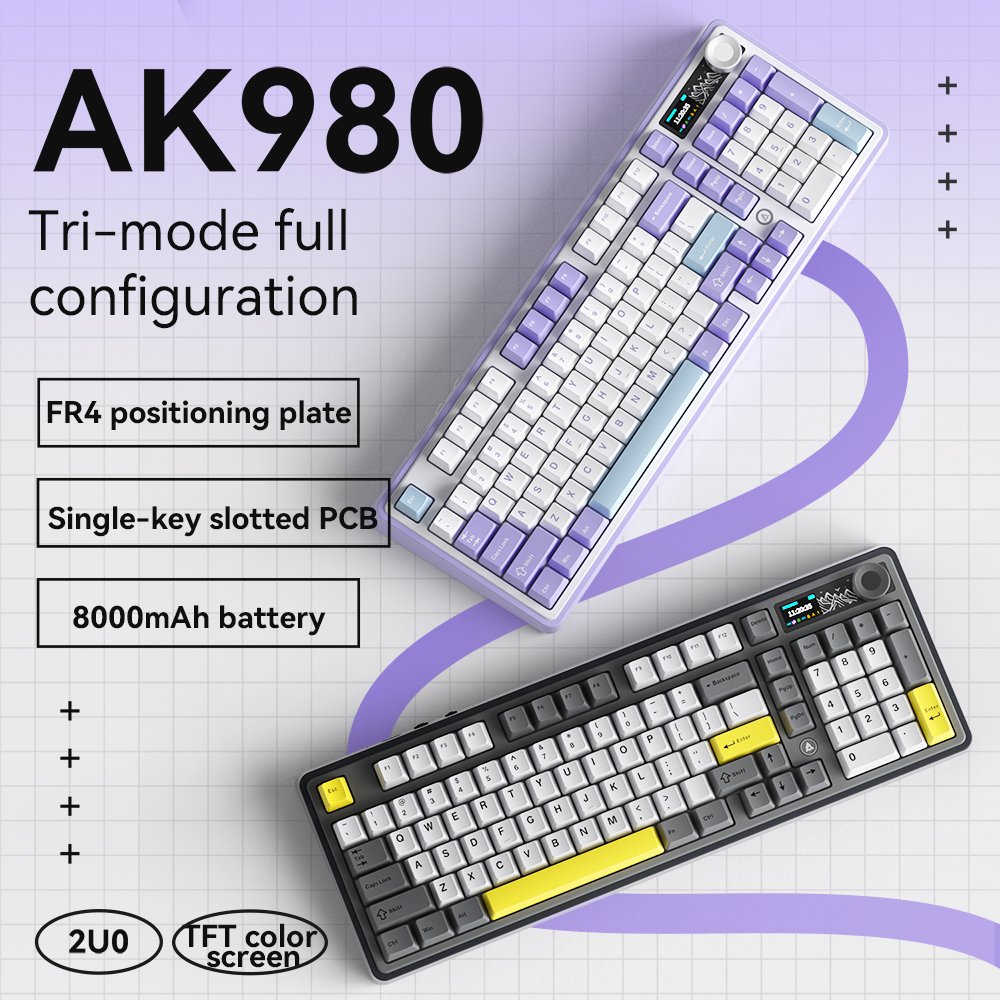 AJAZZ AK980 RGB Wireless Wired keyboard tri-mode BT 2.4G Mechanical Switch Gaming Mechanical Keyboard Type C