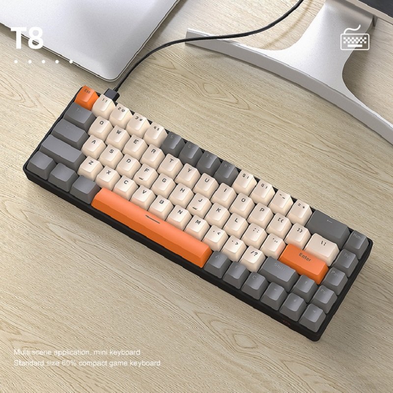 T8 68 Keys RGB Backlight Gaming Mechanical Keyboard for Gamer Type-C Wired RGB Gaming Mechanical Keyboard