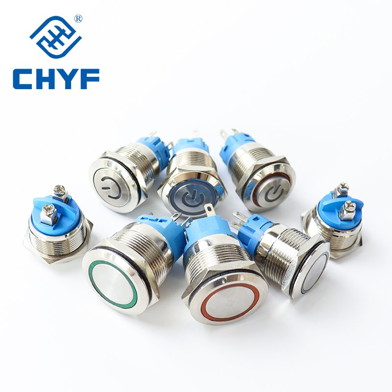 3A Waterproof Illuminated Push Button Switches Stainless Steel Aluminum 12/16/19/22mm Flat IP65 Latching Momentary Metal Switch