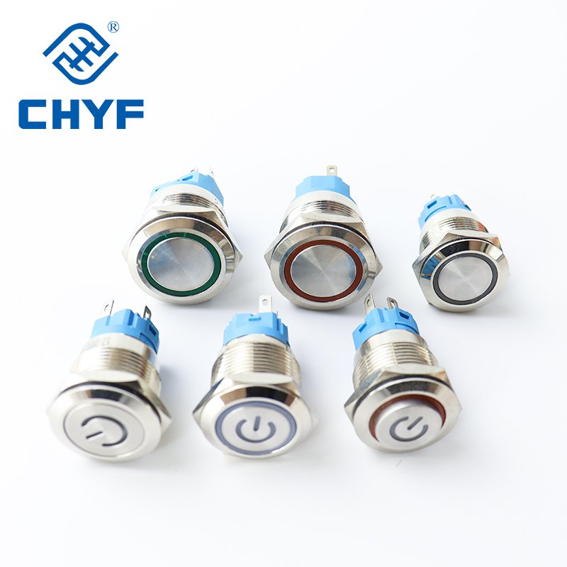 3A Waterproof Illuminated Push Button Switches Stainless Steel Aluminum 12/16/19/22mm Flat IP65 Latching Momentary Metal Switch