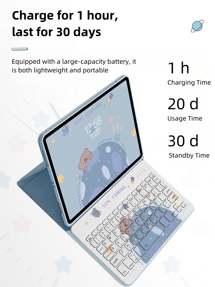 Kickstand Pu Leather Bluetooth Keyboard Tablet Covers Cases For Ipad Tablet Case With Keyboard Wireless Keyboard Case