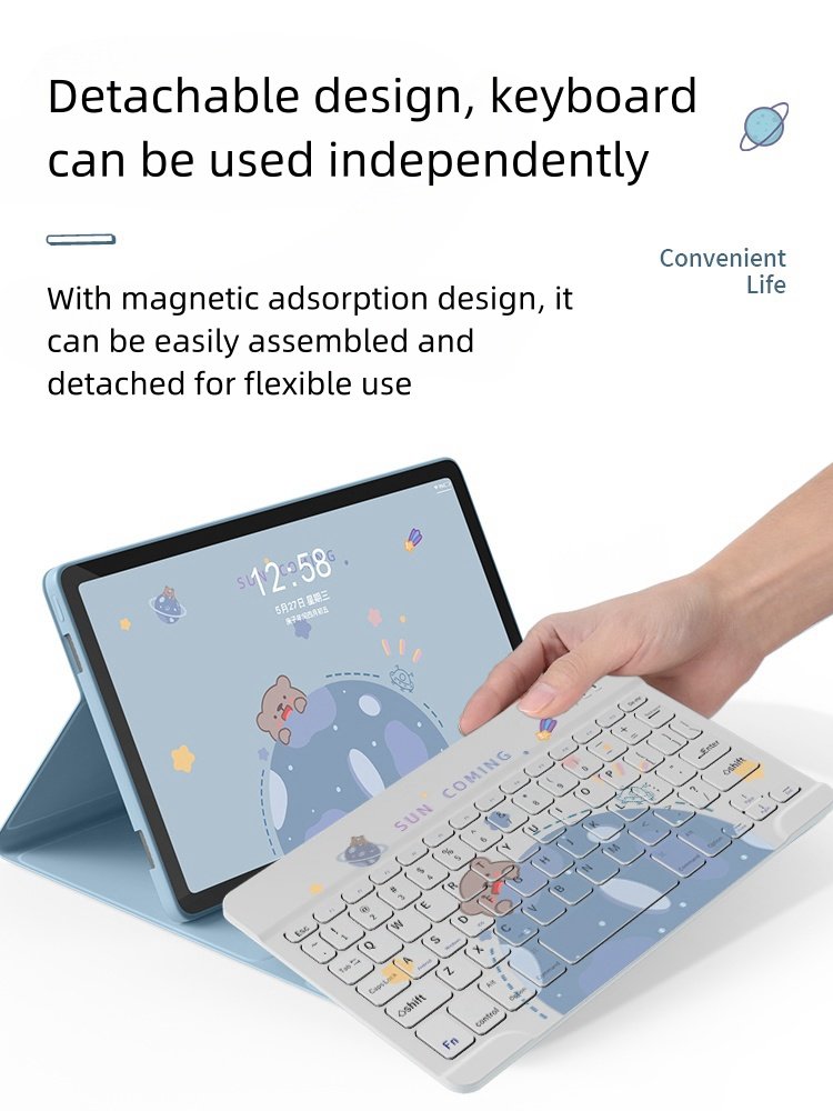 Kickstand Pu Leather Bluetooth Keyboard Tablet Covers Cases For Ipad Tablet Case With Keyboard Wireless Keyboard Case