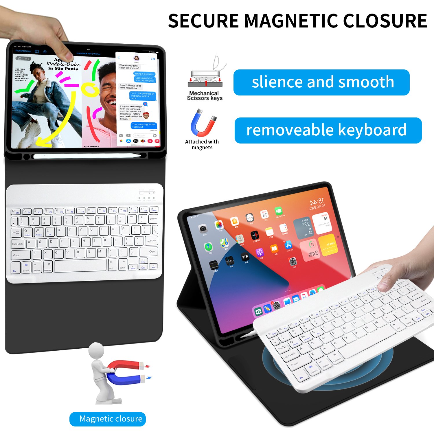 KENKE Wireless Bluetooth Touch 10.5 inch Keyboard Fits Tablet Cover Magic Keyboard Case for Universal iPad Premium Keyboard