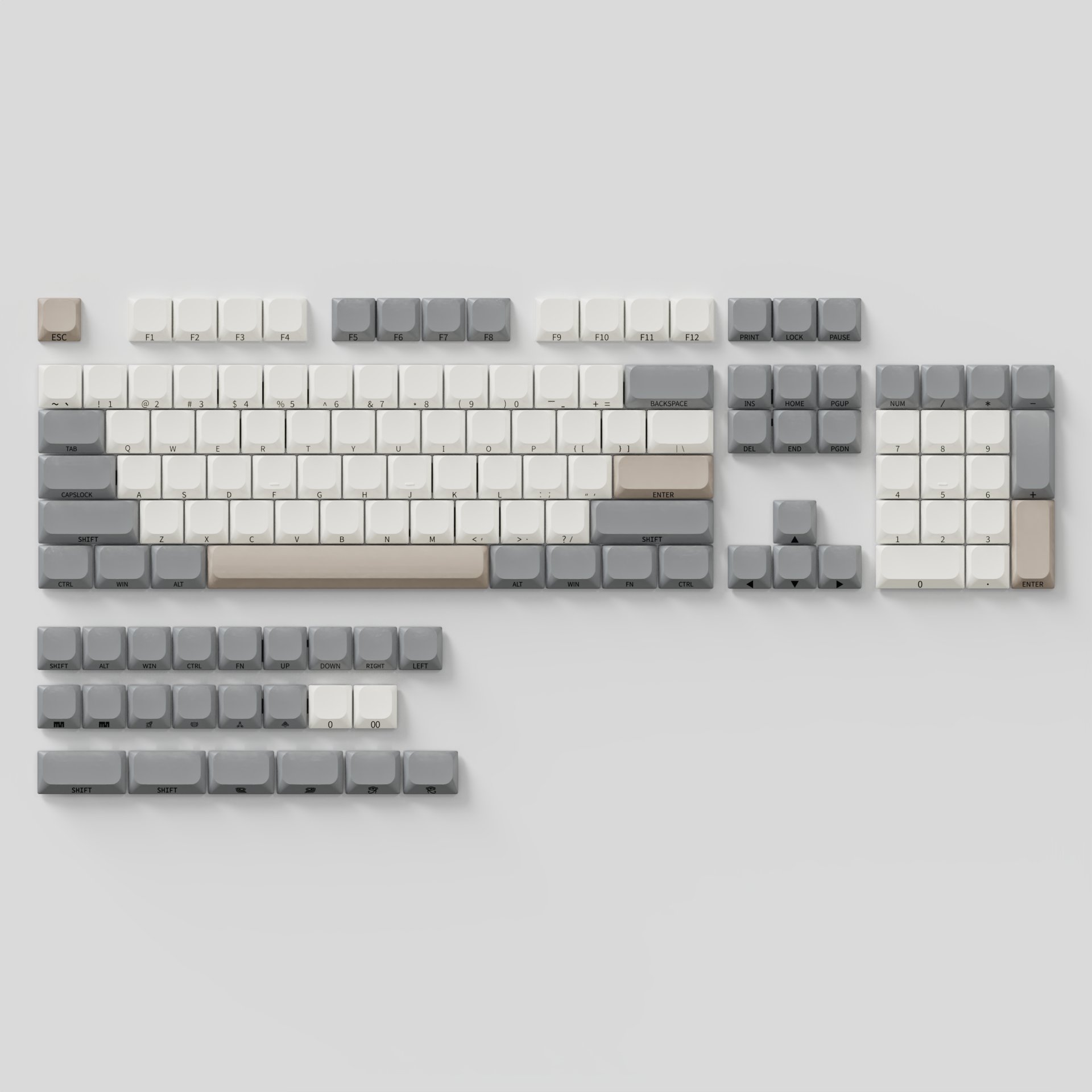 Tecsee Side-printed low-profile keycaps for 60% 65% 75% 80% 100% complete keycaps for 100% Cherry MX switch mechanical keyboards