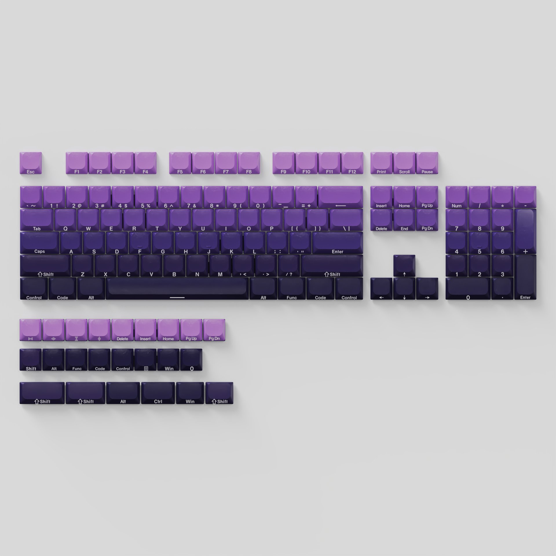 Tecsee Side-printed low-profile keycaps for 60% 65% 75% 80% 100% complete keycaps for 100% Cherry MX switch mechanical keyboards