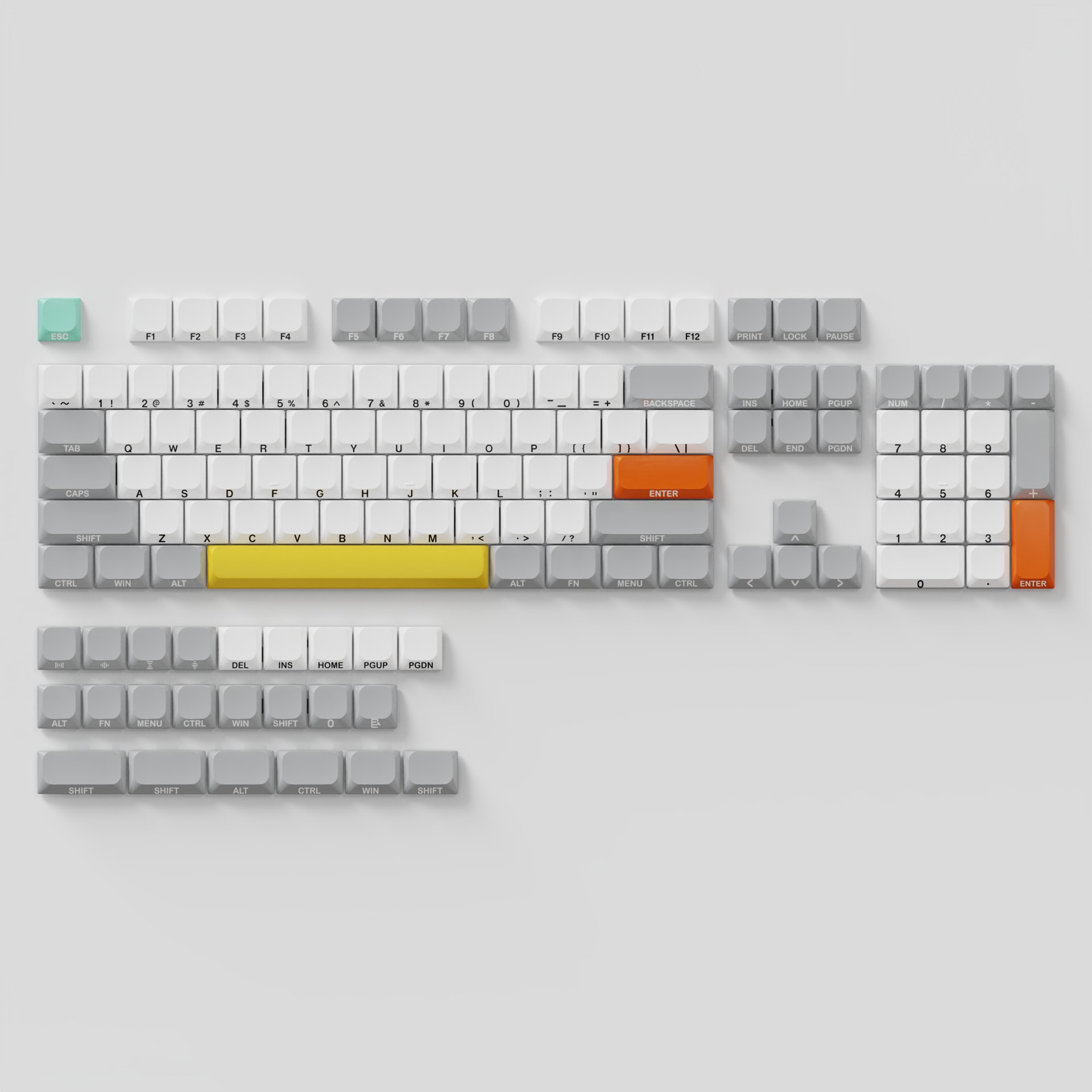 Tecsee Side-printed low-profile keycaps for 60% 65% 75% 80% 100% complete keycaps for 100% Cherry MX switch mechanical keyboards