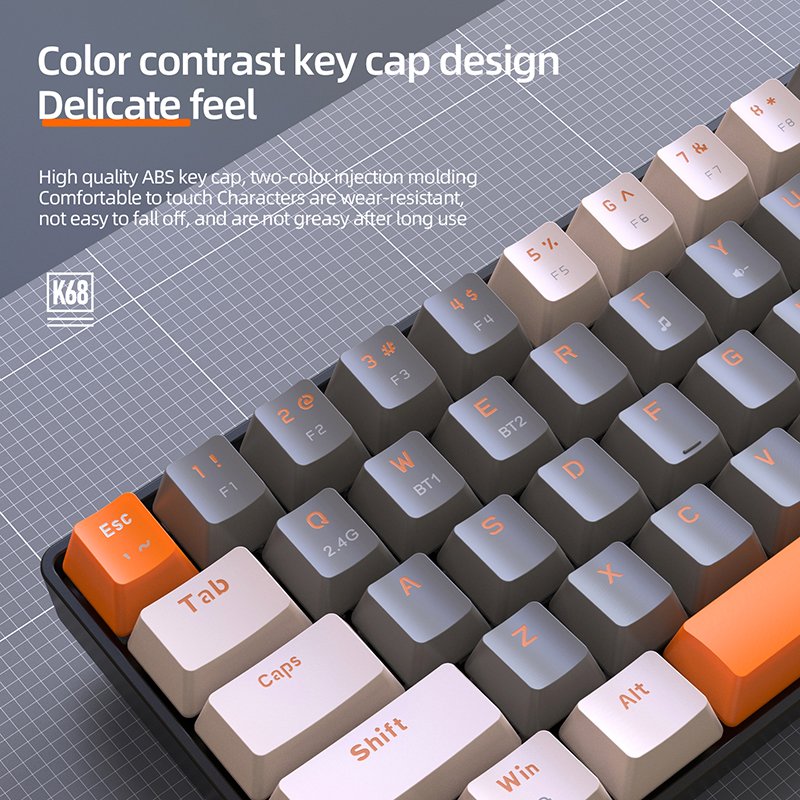 K68 Wireless Mechanical Keyboard 68 Keys Hotswap 2.4G/BT5.0 Dual-mode Mini Mechanical Gaming Keyboards