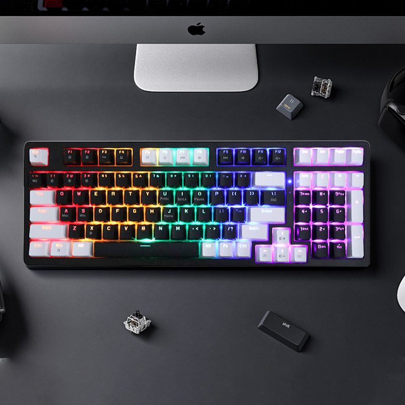 98 Keys Wired Hot-swap Mechanical Keyboard With Single Light Home Office Computer Gaming Keyboard