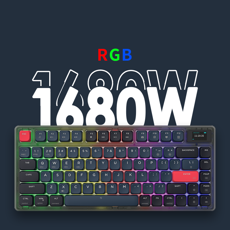 Ajazz AK832Pro 81Keys With TFT Color Screen Wireless BT Three-Mode Keyboard Low Profile Switch For Office