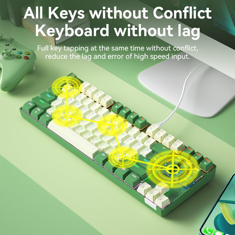 Best selling G87U Custom ABS Doubleshot Keycaps 87 keys mechanical keyboards Mixed color backlight For Computer