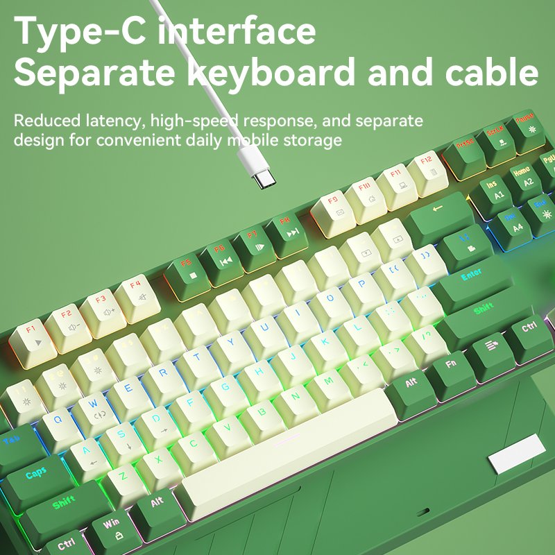 Best selling G87U Custom ABS Doubleshot Keycaps 87 keys mechanical keyboards Mixed color backlight For Computer