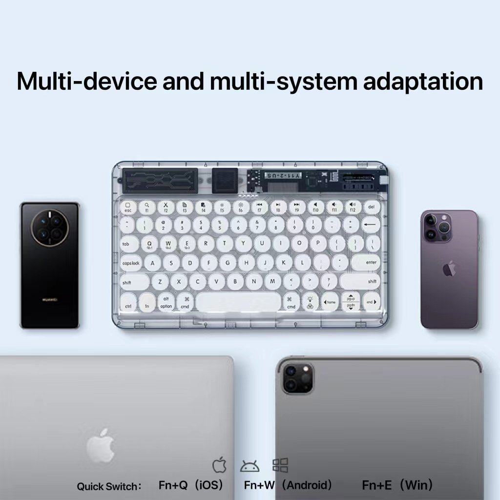 Transparent Wireless Keyboard Mini Ultra-thin Laptop Tablet Keyboard Portable Multi-system Switching for IMac/iPad