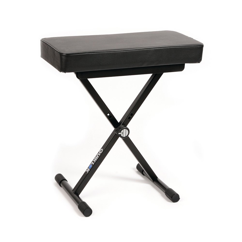 QUIK LOK - BX/8, Keyboard Bench, Extra-thick Cushion, Steel Tubing, 5 Height Positions, Vinyl Cover, Max Load 112 kg, Black