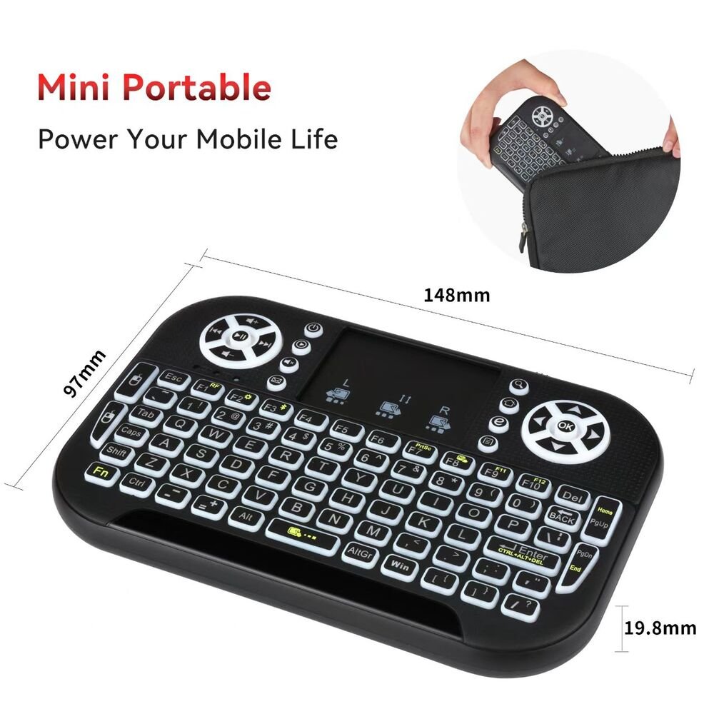Topleo Wireless Remote Keyboard with Touchpad Gaming RGB handheld Android TV Box backlit portable mini wireless keyboard