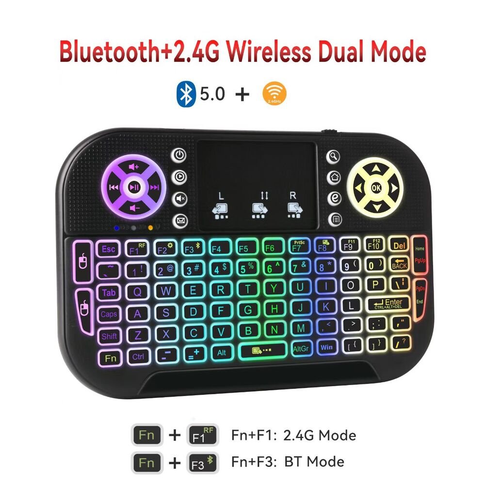 Topleo Wireless Remote Keyboard with Touchpad Gaming RGB handheld Android TV Box backlit portable mini wireless keyboard