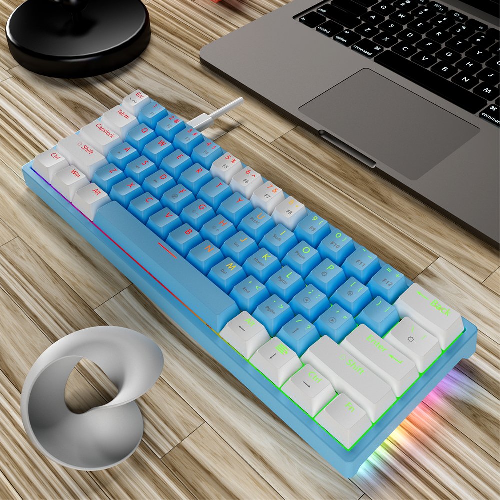 OEM Mini Mechanical Keyboard portable USB Gaming Red Switch 61 Keys Wired Detachable Cable RGB Backlit Hot Swappable MK61