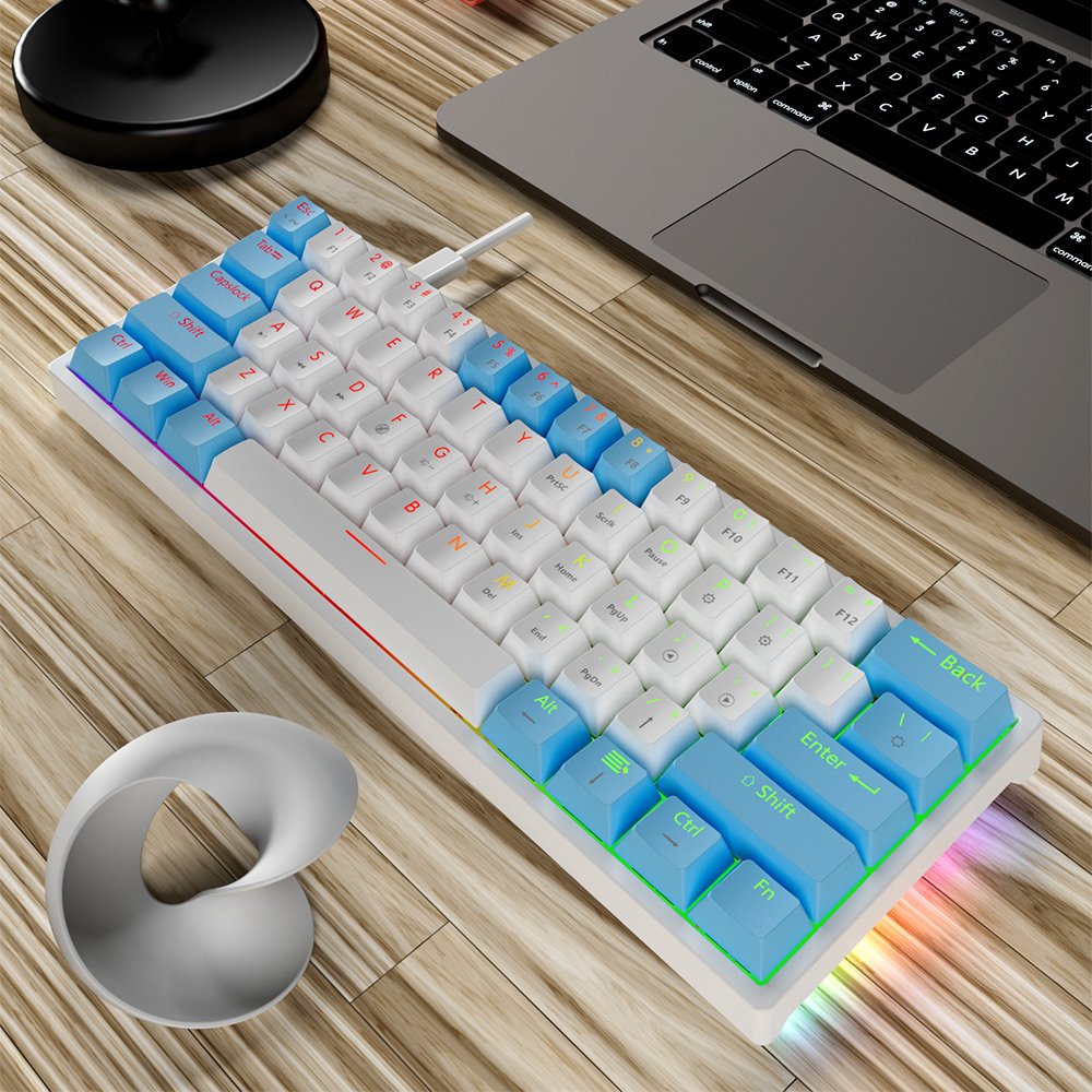 OEM Mini Mechanical Keyboard portable USB Gaming Red Switch 61 Keys Wired Detachable Cable RGB Backlit Hot Swappable MK61