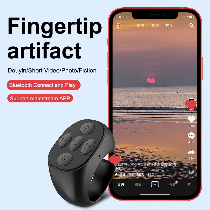 Bluetooth-compatible Ring Shape Multi Function Mobile Phone page turner Wireless BT TIK TOK Remote Control