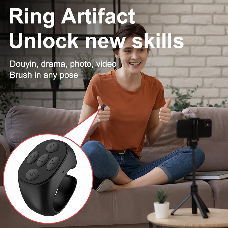 Bluetooth-compatible Ring Shape Multi Function Mobile Phone page turner Wireless BT TIK TOK Remote Control