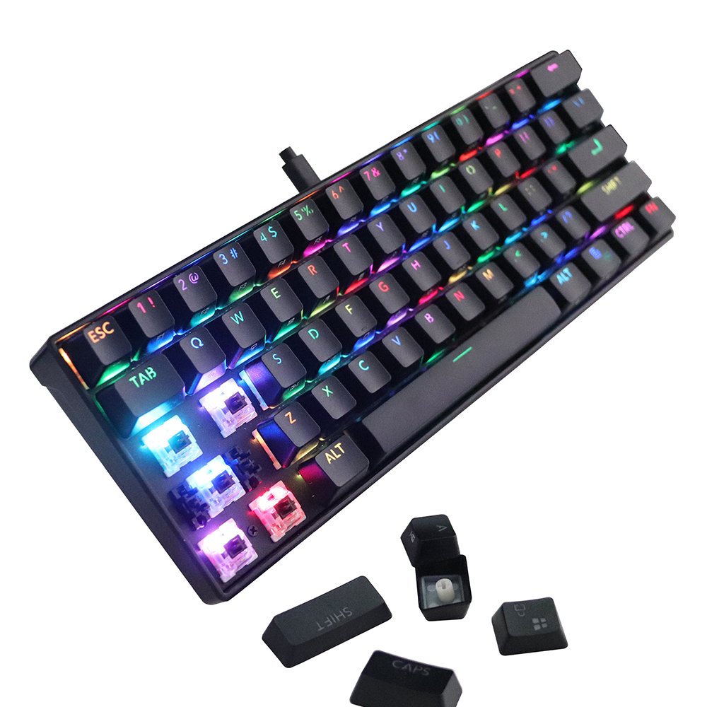 Custom 60% Gaming Keyboard Mechanical Switch 61 Keys Backlit Mini PC RGB Mechanical Keyboards