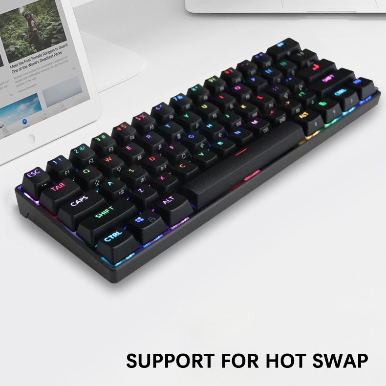 Custom 60% Gaming Keyboard Mechanical Switch 61 Keys Backlit Mini PC RGB Mechanical Keyboards