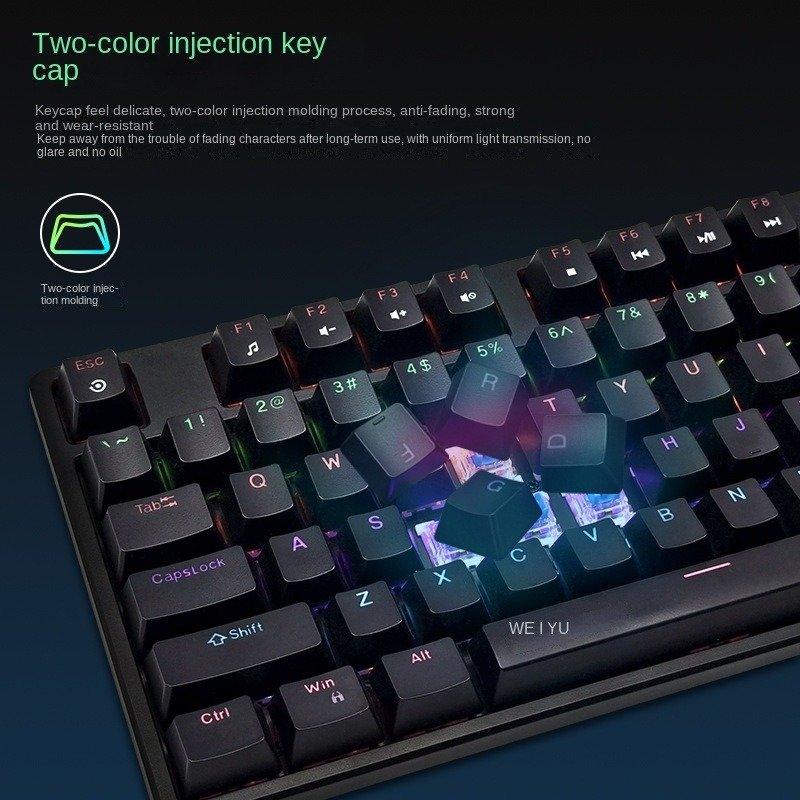 Factory Direct Sales Customized Luminous Gaming 104 Mechanical Keyboard USB New Cross-Border Dedicated e-Sports Keyboard