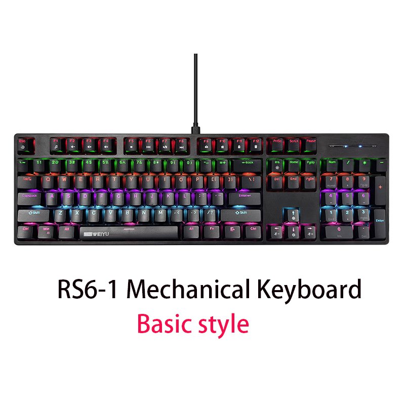 Factory Direct Sales Customized Luminous Gaming 104 Mechanical Keyboard USB New Cross-Border Dedicated e-Sports Keyboard