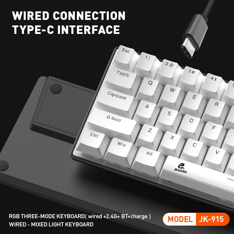 JEQANG Arabic English 68-Keys Wired RGB Mechanical Keyboard High Quality Game Keyboard 87 Axis Body Desktop Use