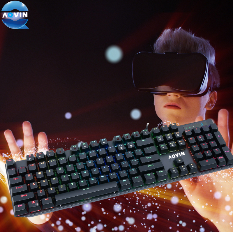 Mechanical Full-Size RGB Backlit USB Keyboard with Switch 104 Key ABS Laptop Computer Desktop Number Application New Condition