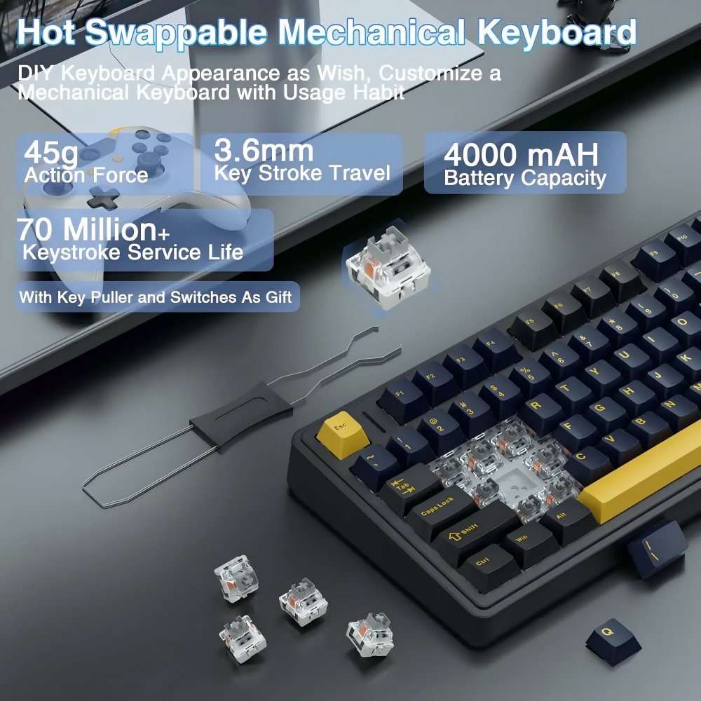 Wireless Mechanical Keyboard Support LOGO customization Hot Swappable F75 75% Switches RGB Backlit Mechanical Keyboard Gaming