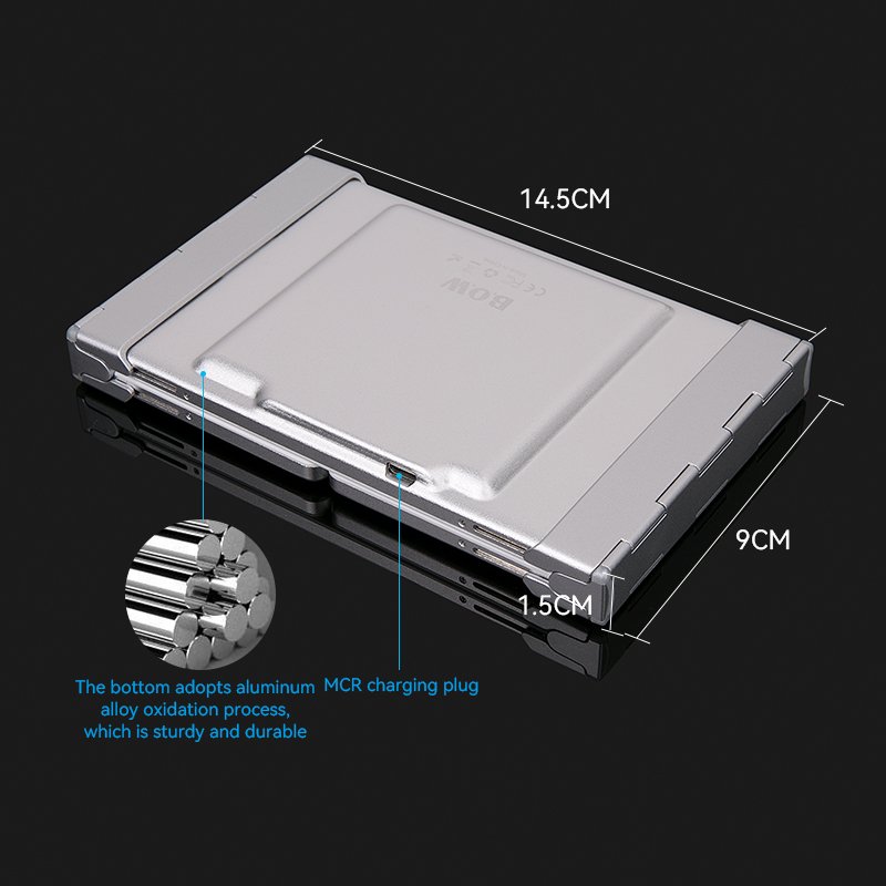 BOW Mini Folding BT Wireless rechargeable Keyboard with Leather cover bracket For Laptop Windows Android ios Tablet