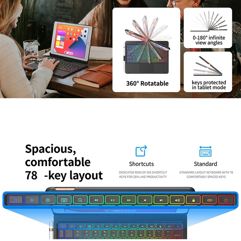Keyboard Case for iPad 7th 8th 9th 10.2 Air 4 5 10 Gen 10.9 Pro 10.5 11 12.9 Cover for iPad Keyboard with Touchpad Backlight