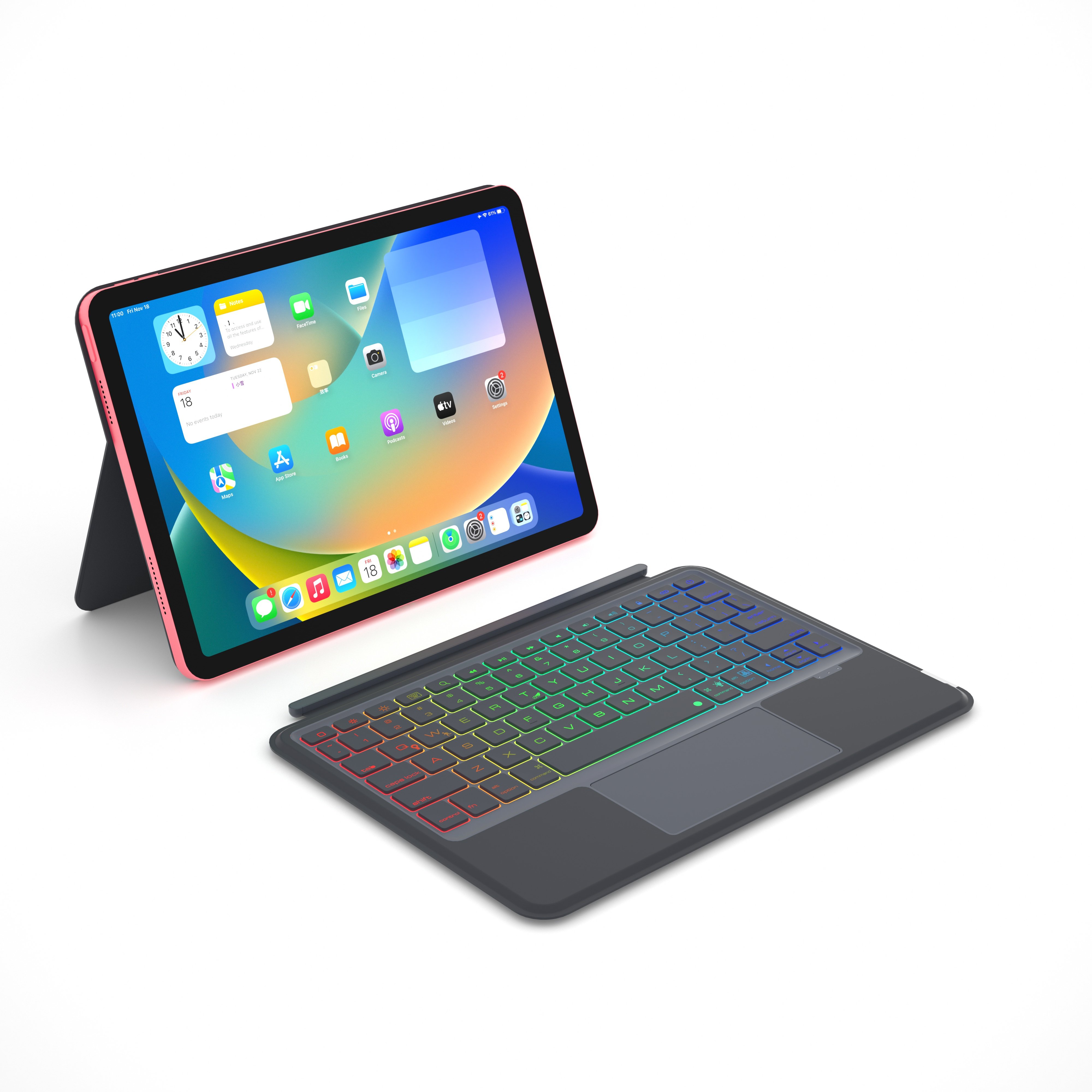 Double-sided clip magnetic suction case for iPad 10th Generation 10.9 inch 2022 with wireless keyboard