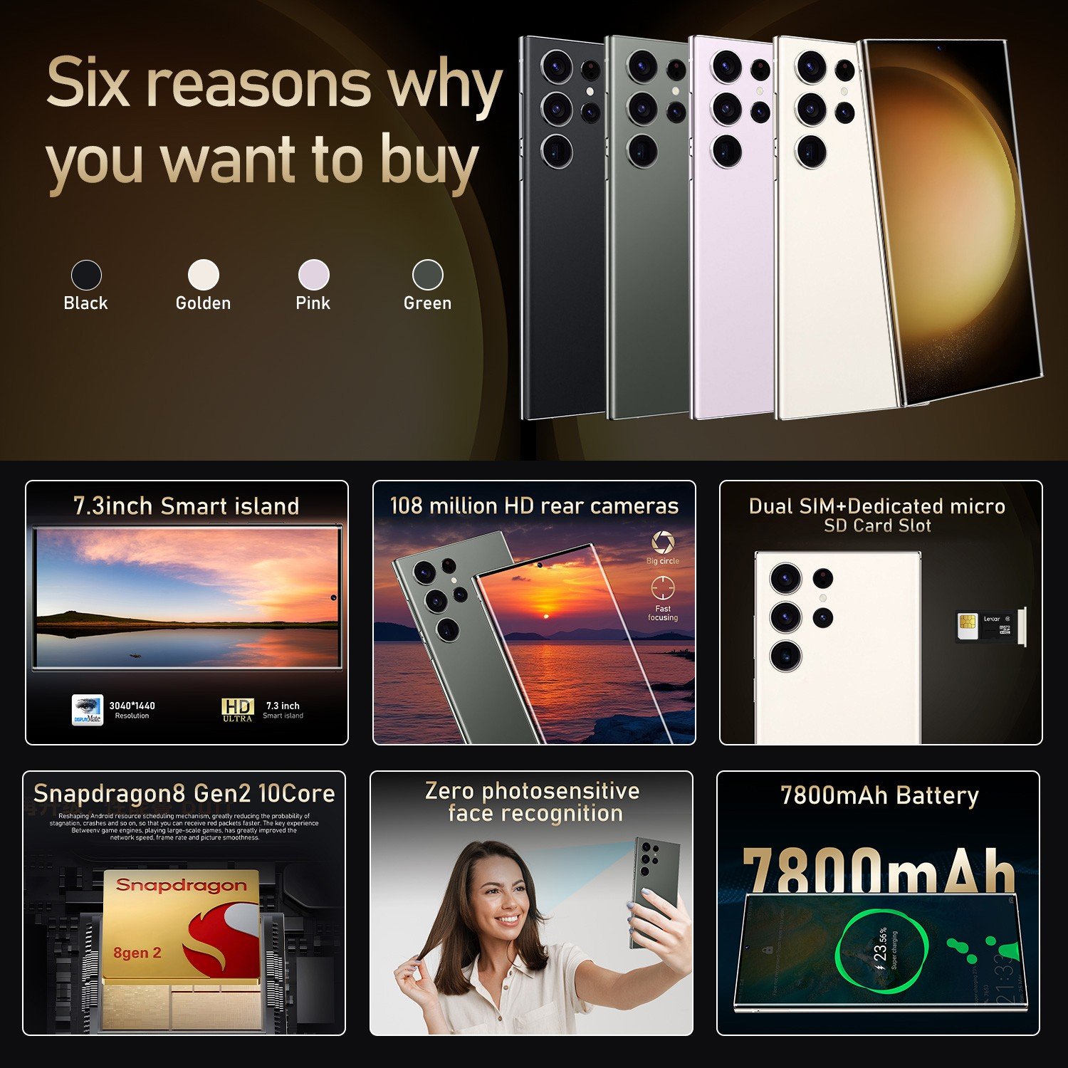 S24 ULTRA 7.3 inch Android 16gb+1tb Mobile Cell Phone Android 13 Smartphone Unlocked Mobile Phones For S24 ULTRA