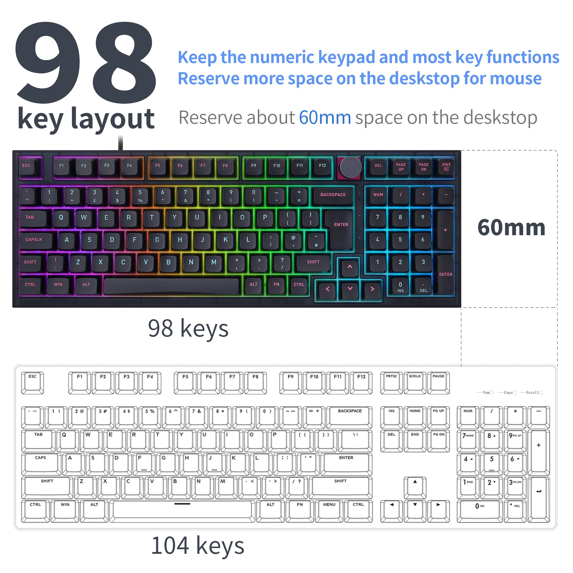 SKYLOONG first ISO layout Glaicer/ gateron switch hotswap rgb colorful pbt keycaps 96% gaming mechanical keyboard GK980