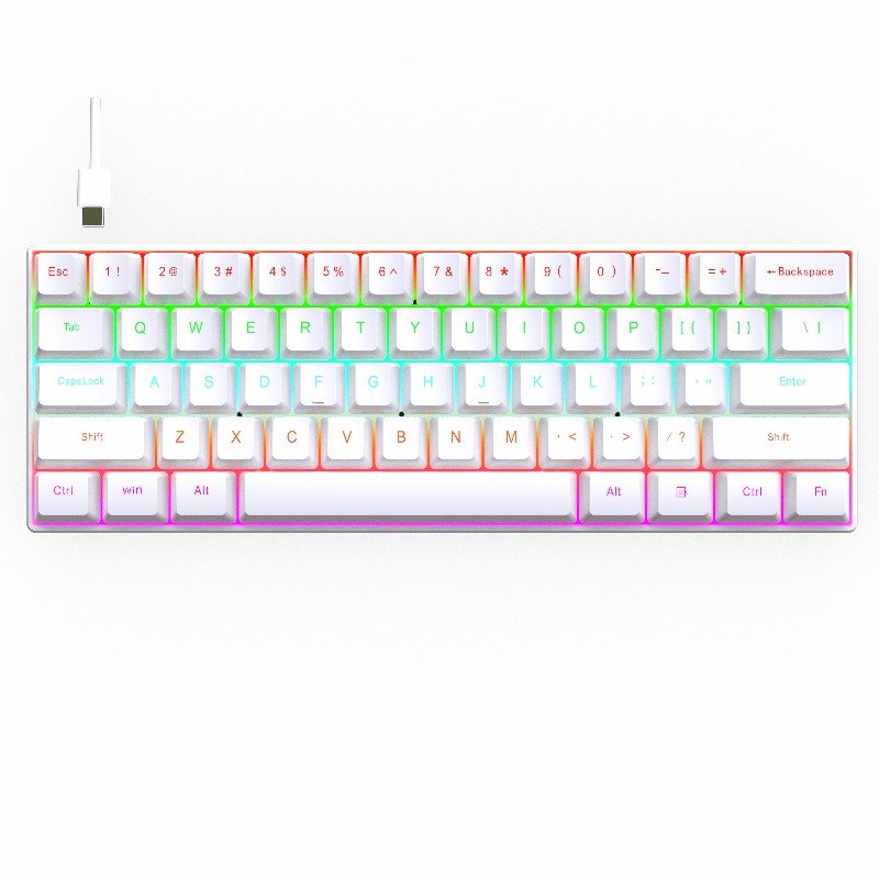 Red Blue Switch Gaming Keyboard 60 Percent Gamer Teclado mecanico 61 Key RGB Rainbow Backlit Wired Gaming Mechanical Keyboard
