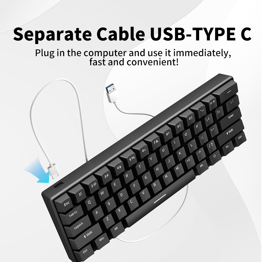 Red Blue Switch Gaming Keyboard 60 Percent Gamer Teclado mecanico 61 Key RGB Rainbow Backlit Wired Gaming Mechanical Keyboard
